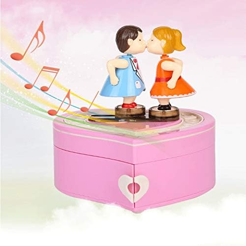 Lhllhl זוג בובה קופסת מוסיקה רדיו שעון שעון נערה מנגנון מוסיקה קרב ידני חתונה