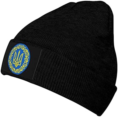 אוקראיני דגל רך למתוח חום כפה, גברים נשים באזיקים עבה גולגולת לסרוג כובע כובעשחור