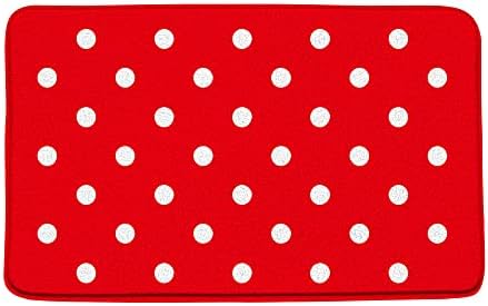 שטיח אמבטיה אדום מנוקדת שרבוט וינטג ' אדום לבן פולקה נקודות אופנה גיאומטרית עיצוב אמבטיה מיקרופייבר זיכרון קצף גיבוי