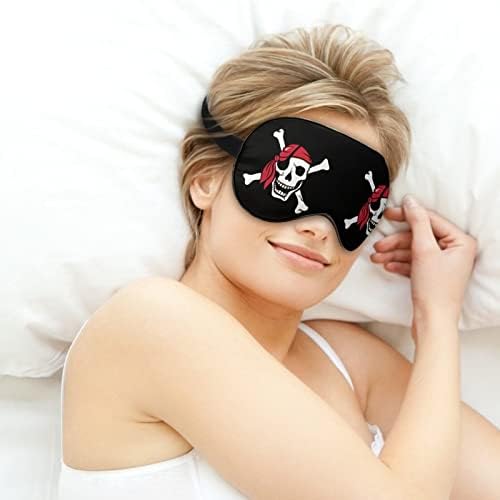 צחוק גולגולת פיראטים מסיכת שינה קלת משקל מכסה עיניים מכסה מסיכת עיניים עם רצועה מתכווננת לגברים נשים