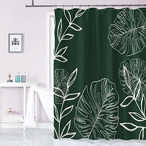 וילון מקלחת צמח ירוק אמרלד וילון מקלחת טרופית מפלצת טרופית וילונות מקלחת עלים לעיצוב אמבטיה עם ווים עמיד למים וילונות דקורטיביים