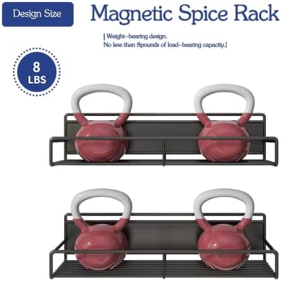 Hetmi 2 Pack Pack Magnetic Spice מדף מארגן ארון מארגן מדף תבלינים ארגון מטבח, ארגון ביתי ואחסון מדף מקרר מתכת,