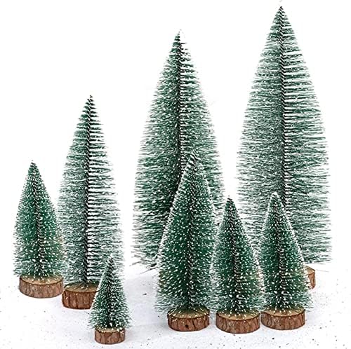 5 גדלים שונים עם אורות מיני מלאכותיים עצי אורן לחג המולד עצי סיסל עצי עץ גדולים קישוטי שלג קישוטי עץ השולחן סט
