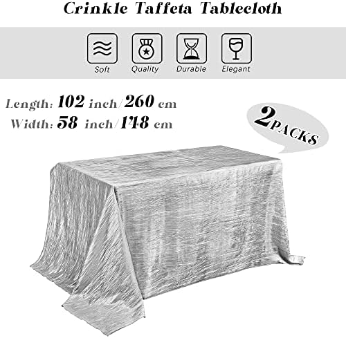 Turstin 2 חבילות קמטים טפטה שולחן שולחן 58 x 102 אינץ