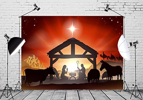 BELECO 10X8ft בד חג המולד לידה חג המולד לילה קדוש לילה שלושה מלכים לידתו של ישו סצנת ילידת סצנת צללית רקע חג