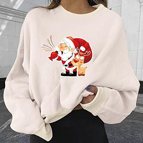 סווטשירט גדול של ווזוואלי סווטשירט גדול לחג המולד של שלג חמוד חולצות סוודרים מודפסים חולצות שרוול ארוך.