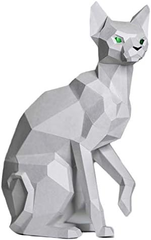 WLL-DP חתול חסר שיער 3D גיאומטרי ביתי קישוט נייר נייר נייר נייר פסל בעבודת יד אוגרי אוריגמי DIY