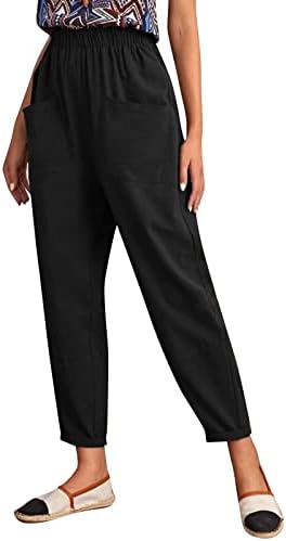 מכנסי שמלה של מיאשוי לנשים עסקים מזדמנים נשים נמתחות כותנה ומכנסיים מכנסיים אלסטיים מכנסי עבודה