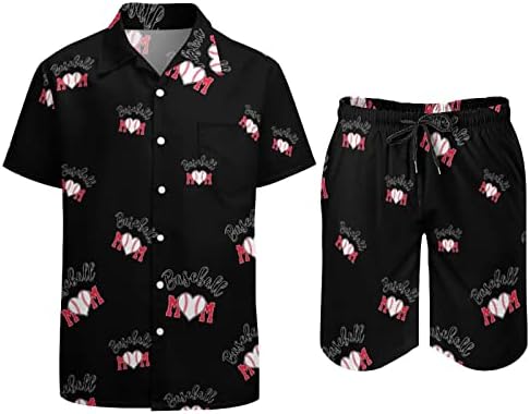בייסבול אמא גברים של שתי חתיכה הוואי סטי כפתור למטה קצר שרוול חולצה ומכנסיים קצרים חוף תלבושות