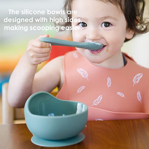 קערות סיליקון של תינוקות עם קערות פעוטות יניקה וכפיות קבעו כוסות אימונים לתינוק סיליקון האכלת תינוקות סט כוסות