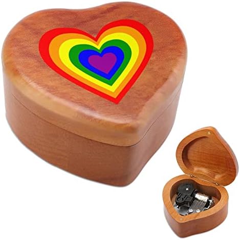 Nudquio LGBTEBOW LEBOW לב לב צורה ללב מעץ קופסת מוסיקה וינטג