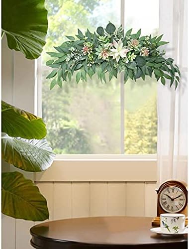 N/A חיקוי צמחי דלת מלאכותית קישוטי פרחים קישוטי פרחים משי עלים ירוקים של זריית חלון חתונה מקורה