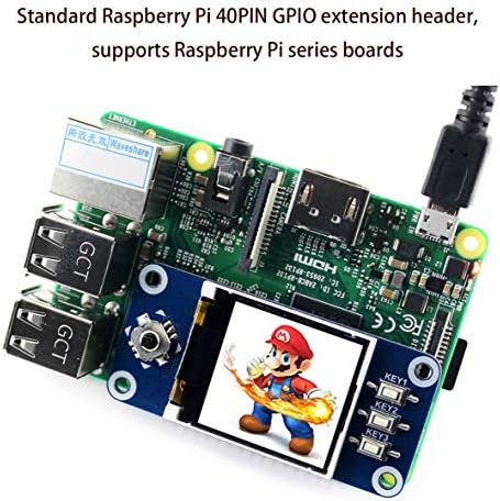 1.44 אינץ 'כובע תצוגה LCD עבור Raspberry Pi 4B/3B+/3B/2B/3B+/אפס/אפס W/WH, 128x128 פיקסלים ממשק SPI RGB, 65K צבע תצוגה ST7735S
