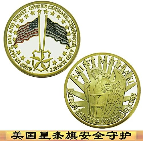 מטבעות הנצחה של Glorative American Formorative מטבעות פסים מטבעות כחול דגל קו זהב מטבעות בטיחות משמר זיכרון