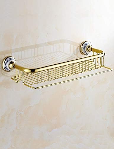 KMMK מדף אמבטיה בית ， מתלה מגבות ， מדף מקלחת מלא נחושת אמבטיה אמבטיה אמבטיה מדף זהב רכוב על קיר רכוב על שכבון יחיד