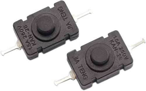 טאודאן 10 יחידות לדחוף כפתור מתג הפעלה / כיבוי נעילה עגול מיני עבור חשמלי לפיד פנס מתג שחור של