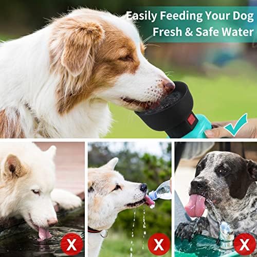 בקבוק מים לכלבים 14 אונקיות, בקבוקי מים ניידים לחיות מחמד להליכה לסחוט אין לשפוך מתקן קערת מים לכלבים עיצוב