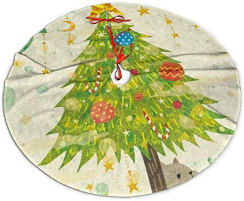 LVESHOP עץ חג המולד צבעוני עץ חג המולד חצאית עץ חג המולד יוקרה עגול מקורה מחצלת חיצונית כפרי חג המולד עץ