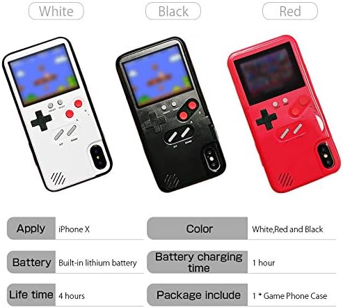 פלאפואטו רטרו 3 ד משחק-ילד עם 36 משחקים קטנים עמיד הלם כיסוי מקרה קונסולת צבע מסך לאייפון מקסימום 8/8 בתוספת שחור