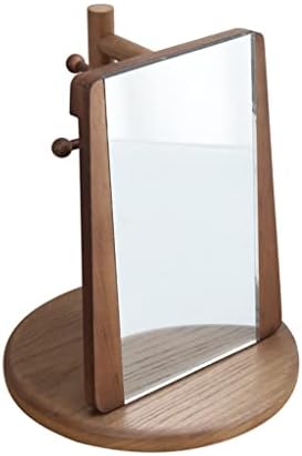 ZLXDP עץ מוצק איפור מראה שולחן עבודה שולחן עבודה מתלה שולחן עבודה ניתן לסובב מראה נוחה למראה נוחה