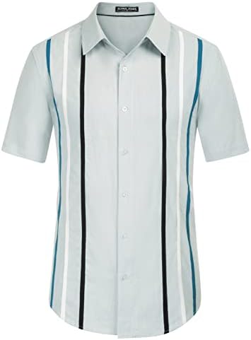 ג 'יי פול ג' ונס גברים של בציר באולינג חולצות קצר שרוול פסים כפתור למטה הוואי חוף חולצה