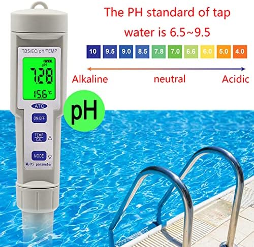 מד pH דיגיטלי 4-in-1 עם PH/TDS/EC/TEMP פונקציה בודק איכות מים עבור הידרופוניקה שתייה ביתית אקווריום דיגיטלי PH בריכת מד.
