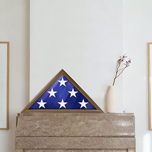 תיבת דגל AsMileIndeep מארז תצוגת דגל קבורה 5 'x 9.5' מארז תצוגת דגל צבאי, מארז דגל דגל לדגל הקבורה הוותיק האמריקני עם