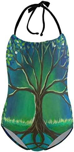 עץ החיים בנות חתיכה אחת בגדי ים של חליפות ים של ביקיני חמוד הדפס חמוד בגדי ים לילדים