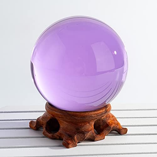 כדור קריסטל מודיאר 60 ממ כדור קריסטל עם מעמד מעץ וקופסת מתנה לקסם, צילום כדורלה, דקורטיבי משפחתי, מספר עתידות, פנג