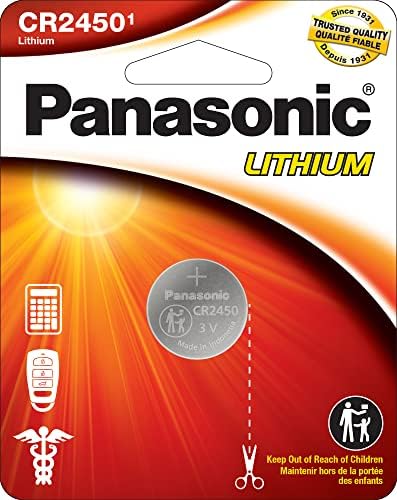 Panasonic CR2450 3.0 וולט ארוך סוללות תאי מטבע ליתיום באריזה עמידה בפני ילדים, אריזה מבוססת סטנדרטים, חבילה של 1 סוללות