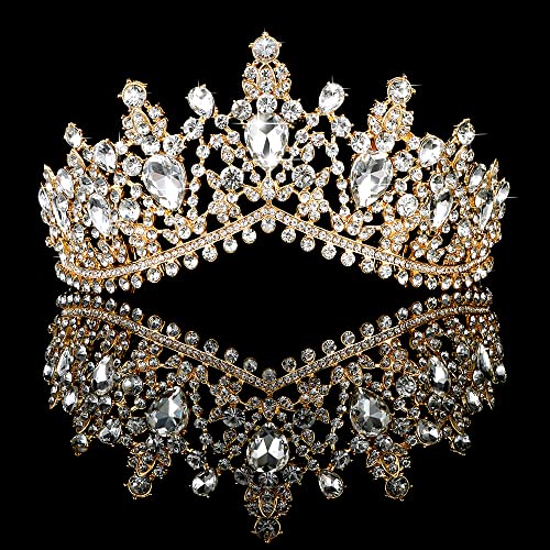 זהב כתר לנשים, חתונה מצנפות לנשים קריסטל נסיכת נזר מלכת כתרים לנשים חתונה מצנפות לכלה קווינסאנרה כיסויי ראש עבור