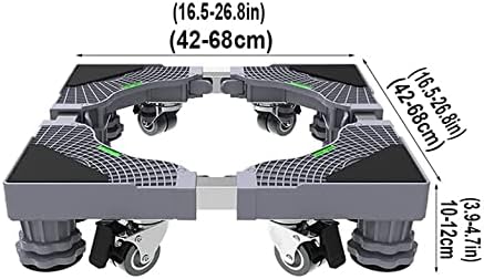 גלגלי עגלה מקרר מכונת כביסה מטלטלין עמדת בסיס עמדת גלגלים באורך/רוחב מתכוונן 42-68 סמ גדולים חיצוניים מגשי רצפת