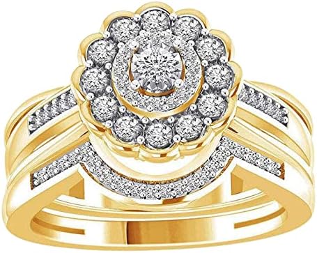 2023 צורת פרח בתחת חדשה טבעת גלי נשות עגול זירקון משובצת טבעות יצירתיות בין טבעת האצבעות