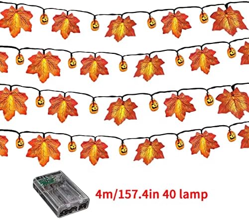 חג ההודיה קופסת סוללות ליל כל הקדושים להוביל מייפל עלה מיתר אור אור מקורה וחיצוני אור דקורטיבי חוט דקורטיבי 4M