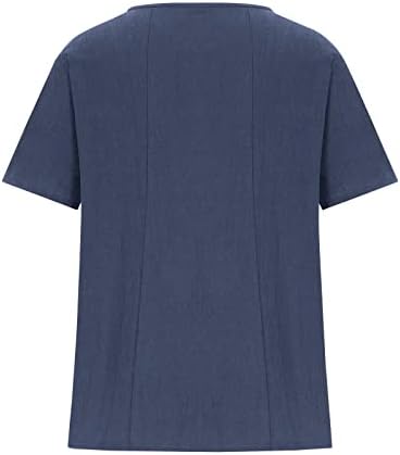חולצת חולצה לנשים שרוול קצר פשתן כותנה כותנה צווארון צווארון כלפי מעלה טרקלין גרפי פרחוני בתוספת חולצה בגודל