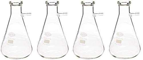 סיינטיפיק מאוחד 5340-1000 מעבדה כיתה בורוסיליקט זכוכית קיר כבד סינון בקבוק, צוואר הבריח עם צינורית, קיבולת 1000