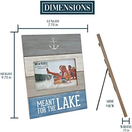 ביתן - מיועד לאגם - מסגרת תמונה עץ שטופה לבן אפור מרקם, עיצוב אגם, עוגן, ספירה 1, 7.75 x 10