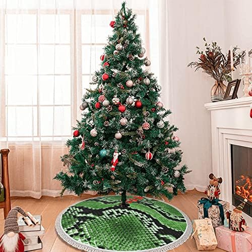 חצאית עץ חג המולד של נחש נחש ירוק עם ציצית 48 אינץ