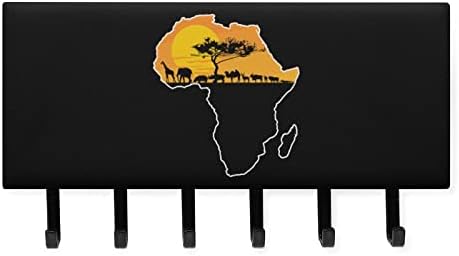בעלי חיים אפריקאים מעל מפת אפריקה מחזיק מפתח מותאם אישית קיר מותאם אישית ווים מפתח מארגן מפתח קולב מתלה למשרד הביתי