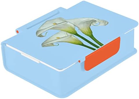 Alaza Calla פרח פרחים פרחוני בנטו קופסת ארוחת צהריים ללא BPA מכולות צהריים חסינות דליפה עם מזלג וכף, 1 חתיכה