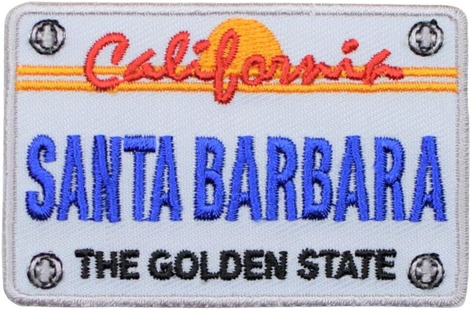 סנטה ברברה טלאי אפליקציה רקומה - תג לוחית רישוי בקליפורניה 2.75 - ברזל על / תפור על טלאים לבגדים, מעילים, מכנסיים, תרמילים,