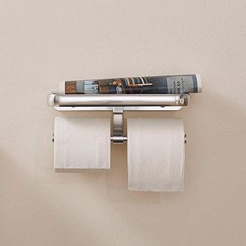 מחזיק נייר טואלט של ZSQAW מחזיק נייר טואלט עם מדף עם מדף אטום חדר אמבטיה גליל רקמות מתמסר קיר קיר