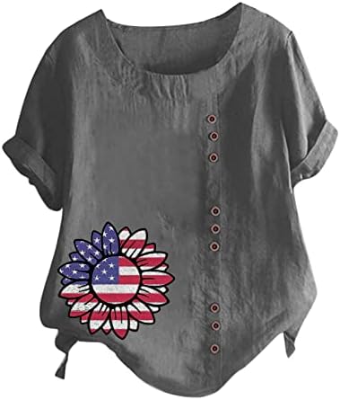 חולצת טריקו 4 ביולי לנשים שרוול קצר V צוואר חולצות טריקו פסים דגל אמריקאי פסי עניבה חולצה פטריוטית חולצה עליונה
