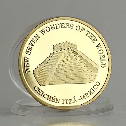 שבעה פלאים חדשים של הפירמידה העולמית מקסיקו מצופה זהב מטבעות מתכת מטבעות דקורטיביות