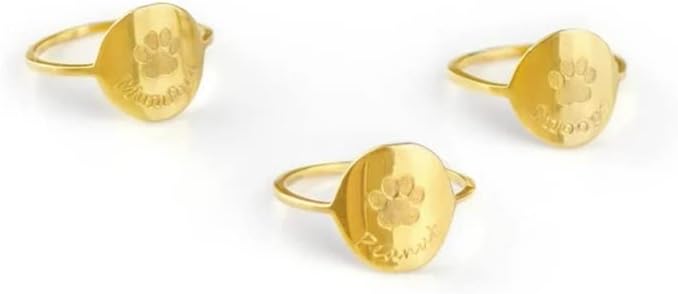 ארוך ליטר כלב טבעת מותאם אישית הדפסת שרשרת לחיות מחמד טבעת זיכרון של כלב מחמד זיכרון תכשיטי טבעת לחיות מחמד-עלה זהב - 11