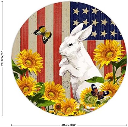 ברוך הבא ארנב דגל אמריקאי פרפר פרפר חמניות חמניות שלט פח וינטג
