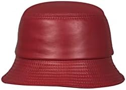 כובע דלי עור לנשים, כובע עור כבש אמיתי אדום
