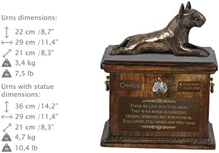 בול טרייר שוכב, כד עבור כלב אפר זיכרון עם פסל, לחיות מחמד של שם וציטוט-ארטדוג אישית