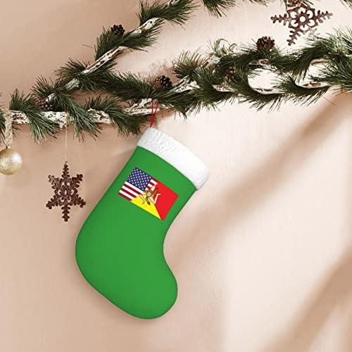 דגל אמריקאי של TZT ודגל סיציליאני גרבי חג המולד, מתנות למסיבת חג חג המולד לקישוטי חג משפחתיים 18 אינץ '