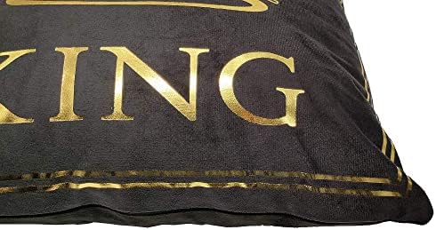 FashionDavid 2 חבילה מלך שחור זהב+מלכה ברונזינג פלאנלט כיכר דקורטיבית כרית דקורטיבית לזרוק כרית כרית כרית כרית כיסוי כרית 18X18